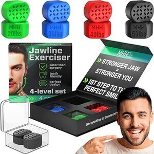 Jawline Exerciser  8 pcs Powerful Jaw Trainer - 4 Resistance Levels - BR…